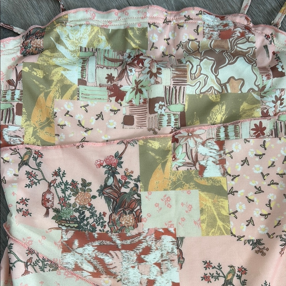 NWT Cottage Floral Patchwork Spaghetti Strap Dress - Picture 2 of 12